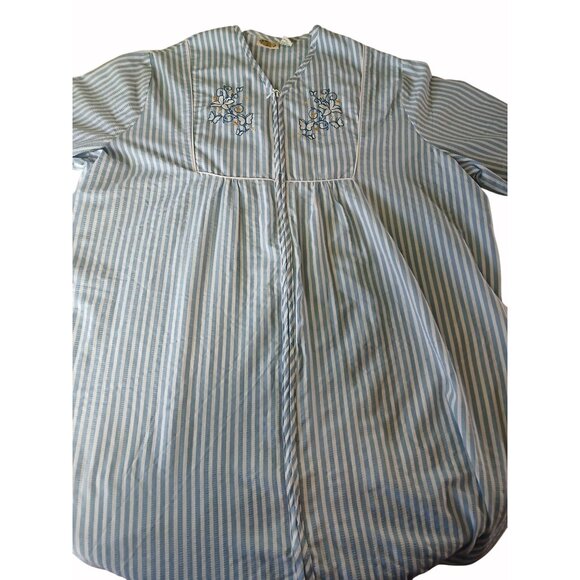 Vintage Collections Blue White Striped Seersucker House Dress Robe Size XXXL 3Xl - Picture 7 of 14